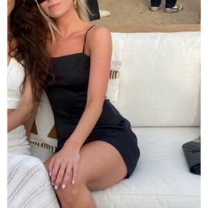 Aritzia Sunday Best Black Satin Mini Dress Size 8